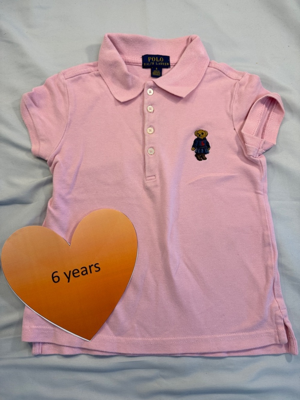 POLO - Ralph Lauren Iconic polo shirt w/ embroidered bear.  Size 6